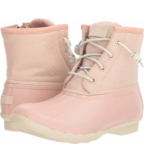 SPERRY Shoes - SPERRY WOMEN'S SALTWATER WOOL EMBOSSED RAIN BOOT, ROSE DUST, 9.5 M US